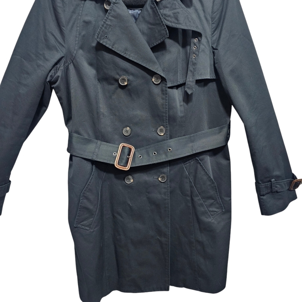 Zara Basic Black Belted Double Breasted Trench Co… - image 5